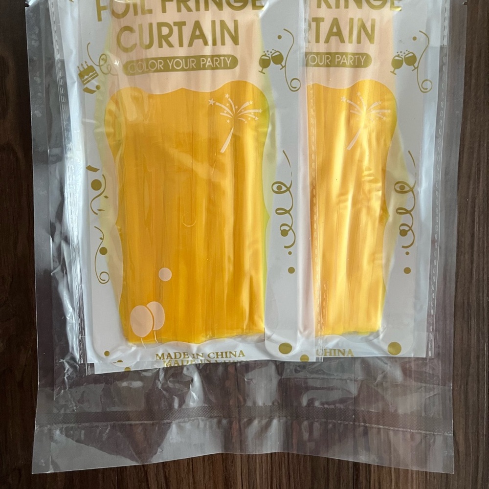 Yellow Foil Fringe Curtain - Glow in the Dark